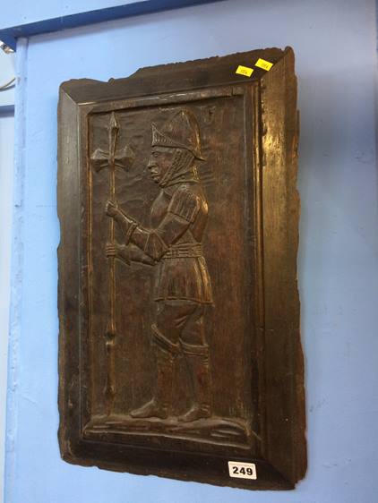 Carved oak plaque