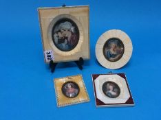 A collection of four miniature portraits