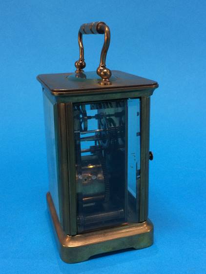 A brass four glass carriage clock together with fitted travel case - Image 2 of 5