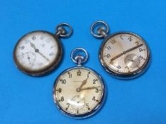 Three military pocket watches, Omega, Leonidas and Doxa