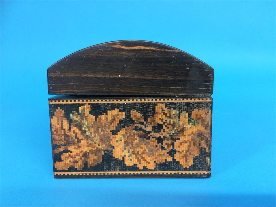 A Tunbridge ware marquetry and micro musical writing slope and glove case - Image 16 of 19