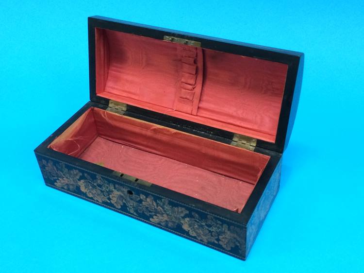 A Tunbridge ware marquetry and micro musical writing slope and glove case - Image 10 of 19