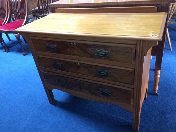 Two Edwardian walnut straight front chest of drawers - Image 2 of 3