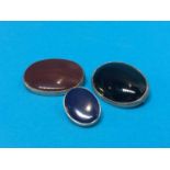 Three silver mounted agate brooches
