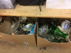 Two boxes of assorted coloured glass