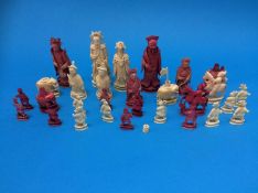 A quantity of Oriental ivory chess pieces