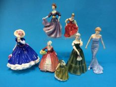 Seven various Royal Doulton figures including 'Janet', 'Mary', 'Diana' etc.