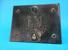 A copper Arts and Crafts in and out sign
