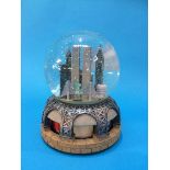 A musical snow globe featuring New York City, Bloomingdales, World Trade Centre and Guggenheim