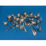 A silver canteen of cutlery comprising eight table forks; eight dessert forks, eight table spoons,