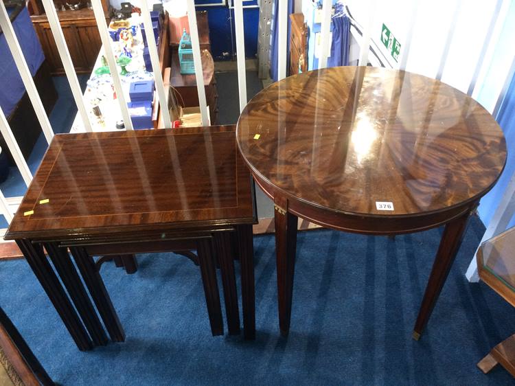 Reproduction mahogany occasional table and nest of tables