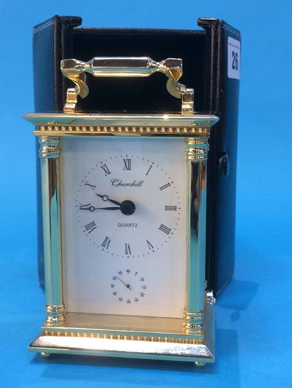 A Quartz carriage clock dial signed Churchill