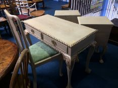 Pair of painted bedside cabinets, a dressing table, together with a chair