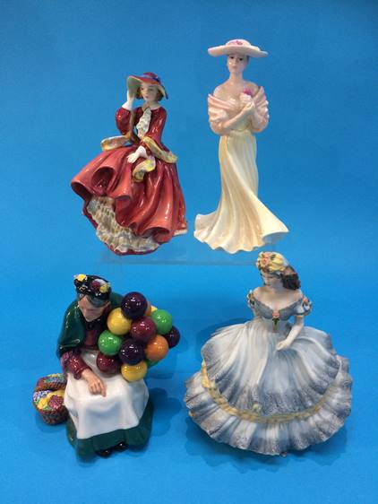 Two Royal Doulton figures and two Coalport figures