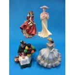 Two Royal Doulton figures and two Coalport figures