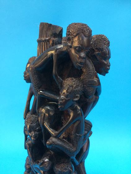 A carved African hardwood figure group - Image 6 of 6