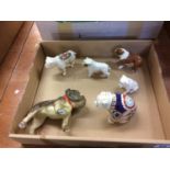 Six various bulldogs, Royal Crown Derby, Beswick etc.