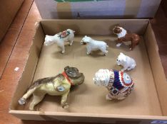 Six various bulldogs, Royal Crown Derby, Beswick etc.