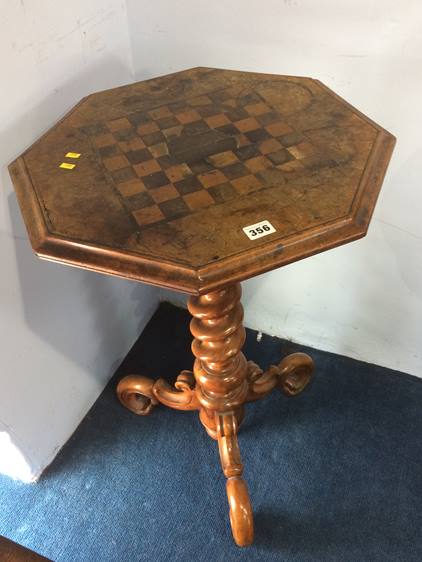 A Victorian octagonal walnut games table - Image 2 of 2