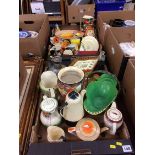 Two boxes of china, Gray's pottery, Burleigh ware etc.