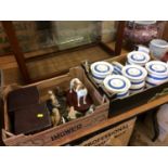 One box of blue and white striped Chef ware and one other box