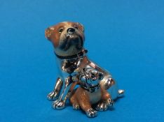 A 925 standard enamelled figure group of two bulldogs