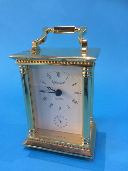 A Quartz carriage clock dial signed Churchill - Image 3 of 4