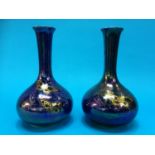 Pair Crown Devon Fieldings lustre vases decorated with butterflies