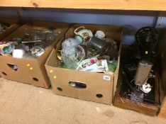 Two boxes of assorted and a Singer sewing machine