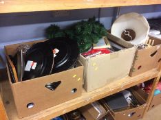 Shelf of assorted household items etc.