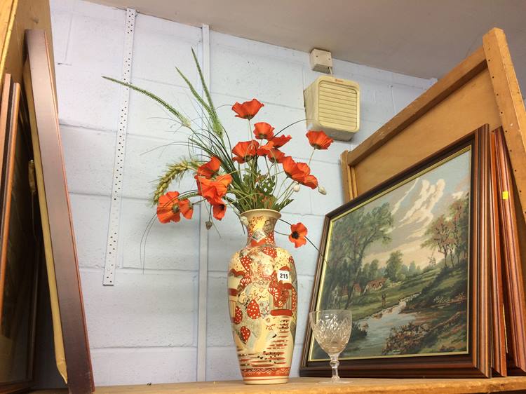 Oriental vase and a collection of pictures