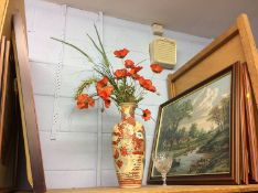 Oriental vase and a collection of pictures