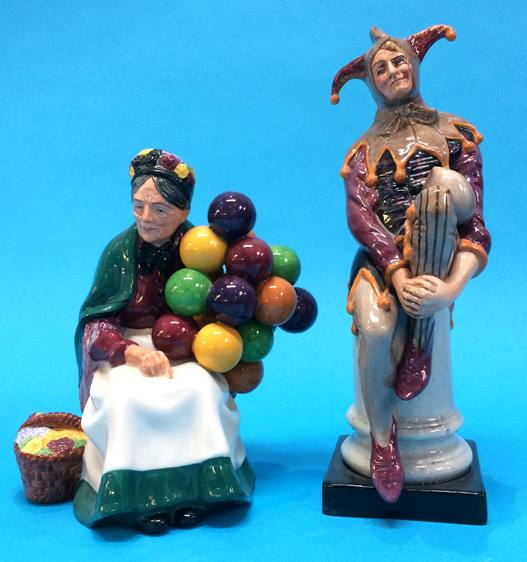 Royal Doulton figures 'The Old Balloon Seller' and 'The Jester'