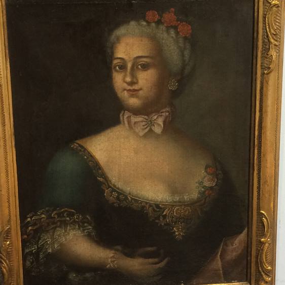 Attributed to Johan Peter Hoffmeister, oil on canvas portrait of a lady, dated 1704, bears signature - Image 2 of 2