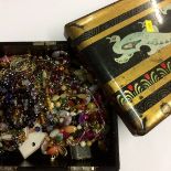 Jewellery box and assorted and assorted costume jewellery