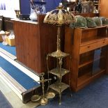 Brass lamp, stand and scales