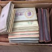 Quantity of cigarette cards, books etc. in two boxes