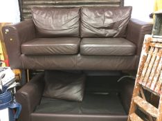 Brown two seater bed settee and a two seater settee