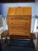 Bureau, oak stool and coffee table