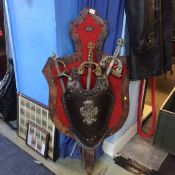 Mounted chest plate and swords