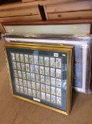 Framed cigarette cards etc.