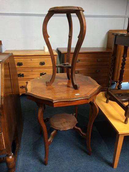 Edwardian occasional table and plant pedestal