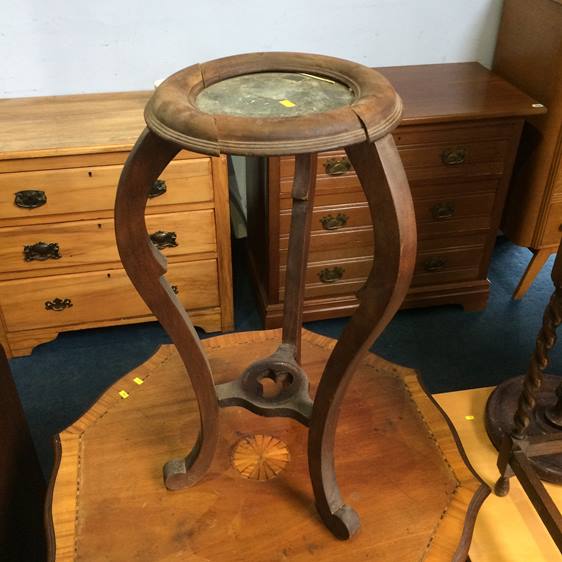 Edwardian occasional table and plant pedestal - Image 3 of 3