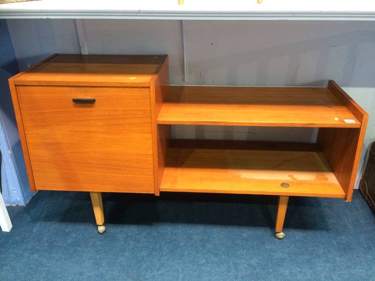 Teak record cabinet