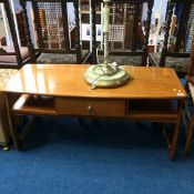 Onyx lamp and a teak coffee table