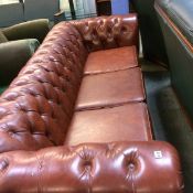 Brown Chesterfield three seater settee