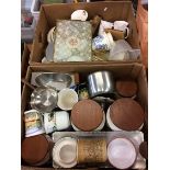 Two boxes including storage jars etc.