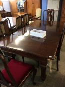 An E. J. Riley Ltd of Accrington mahogany snooker dining table, with four removable leaves and