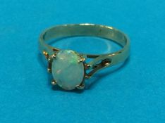 An opal ring, stamped 375, size 'N', 2 grams