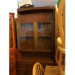 Teak bookcase and yew corner cabinet